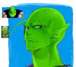  1boy alien antennae bald biceps colored_skin dougi dragon_ball dragon_ball_super dragon_ball_super_super_hero dragon_ball_z green_skin highres khentaiu looking_at_viewer male_focus namekian no_eyebrows piccolo solo squinting 