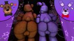 16:9 2d_(artwork) 3d_(artwork) absurd_res animatronic anthro balls bear big_butt blush bonnie_(fnaf) bow_(feature) bow_tie brown_body butt clothing curtains digital_media_(artwork) drawing duo five_nights_at_freddy&#039;s freddy_(fnaf) genitals hand_on_hip hat headgear headwear heart_symbol hi_res huge_butt lagomorph leporid machine male male/male mammal nsg_editor nude presenting presenting_hindquarters purple_body rabbit robot scottgames shy source_filmmaker tail thick_thighs top_hat watermark wide_hips widescreen