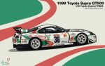  car castrol dunlop english_commentary from_side highres mei_(genistarts) motor_vehicle no_humans race_vehicle racecar shadow spoiler_(automobile) sponsor super_gt tom&#039;s_racing toyota toyota_supra toyota_supra_mk_iv vehicle_focus 