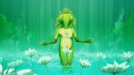  16:9 2020 4k absurd_res anthro cervid convenient_censorship dakkawoof flower fur green_body green_fur hi_res male mammal navel nude plant raining solo sour_(character) water widescreen young 