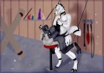 absurd_res anthro arctic_wolf bdsm bondage bound butt canid canine canis duo female hi_res male male/female mammal master procyonid raccoon slave tomboy wolf zhekathewolf 