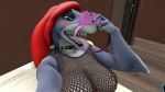  anthro bbdworks blush clothing collar female fish hair hi_res marine red_hair shark sniffing solo tongue tongue_out underwear underwear_sniffing 