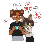  &lt;3 aliasing alpha_channel anthro canid canine canis cha_hieun clothed clothing domestic_dog duo female kim_soohyun korean_text male male/female mammal nintendo nintendo_switch pipepo simple_background speech_bubble text transparent_background ursid video_games 