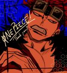  ! 1boy clenched_teeth commentary_request english_text eustass_kid goggles goggles_on_head highres larugo0513 male_focus one_piece red_eyes red_hair short_hair solo teeth 