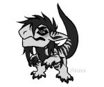 2021 4_toes anthro black_sclera chibi feet grey_eyes hair long_tail solo tail tapering_tail toes unknown_species zlvuxx