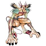  arkadimon_adult digimon digimon_(creature) energy horns looking_at_viewer lowres monster muscular muscular_male non-web_source official_art open_hand red_eyes wings 