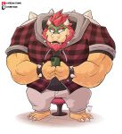 2024 absurd_res anthro barefoot beard biceps big_muscles bottomwear bowser bracelet cellphone claws clothed clothing collar electronics eyebrows eyewear facial_hair feet furniture glasses hair hi_res holding_object holding_phone hoodie horn huge_muscles jewelry koopa looking_at_object looking_at_phone male mario_bros muscular muscular_anthro muscular_male nintendo open_clothing open_hoodie open_mouth open_smile open_topwear pants patreon pattern_clothing phone plaid plaid_clothing scalie shadow shell shirt simple_background sitting smartphone smile solo spiked_bracelet spiked_collar spiked_shell spikes spikes_(anatomy) stompsthecroc stool teeth text toony top_heavy topwear twitch.tv url white_background