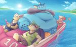 anthro beach boat eeveelution female flareon group hi_res jolteon leafeon looking_at_another looking_down male morbidly_obese nintendo obese outside overweight overweight_anthro overweight_female pok&eacute;mon pok&eacute;mon_(species) saltypantz seaside smile vaporeon vehicle video_games water watercraft 