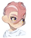  1boy cephalopod_eyes commentary commission highres male_focus mohawk octoling octoling_boy octoling_player_character red_hair redbeanpie0 short_hair simple_background solo splatoon_(series) tentacle_hair thick_eyebrows upper_body white_background yellow_eyes 