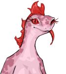 ambiguous_gender anthro female hi_res lostwisdom markings pink_body red_eyes red_tongue reptile scalie simple_background sketch solo spots spotted_body tongue white_background