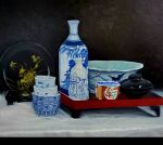  bottle bowl clay cup mizukiteiko8 no_humans original plate porcelain realistic still_life tray 