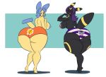  anthro big_butt blue_eyes blue_hair breasts butt claire_(aj_the_flygon) clothing duo eeveelution female gothita hair kaboozle lena_(aj_the_flygon) looking_at_viewer minun nintendo pok&eacute;mon pok&eacute;mon_(species) purple_hair red_eyes umbreon underwear video_games wide_hips 