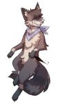 absurd_res anthro biped canid canine claws countershade_face countershade_fur countershade_torso countershading ear_piercing eyebrows fur heterochromia hi_res inner_ear_fluff kunai male mammal open_mouth open_smile paws piercing rikosakari smile solo tail tuft weapon