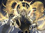  1boy alien black_hole dragon dragon_horns extra_eyes fingernails ghidorah_(godzilla:_the_planet_eater) godzilla:_planet_of_the_monsters godzilla:_the_planet_eater godzilla_(series) gold horns king_ghidorah kurosaki_sasori long_hair male_focus multiple_heads personification red_eyes scales sharp_fingernails solo very_long_hair yellow_eyes 