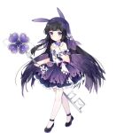 1girl abaddon_(ark_order) animal_ears ark_order bare_shoulders black_footwear black_hair blunt_bangs bow bug detached_sleeves dress dress_bow fake_animal_ears feathered_wings flower frilled_dress frills full_body hair_bow hair_ornament hairclip hime_cut holding holding_key key layered_dress long_hair looking_at_viewer low_wings official_art oversized_object purple_bow purple_dress purple_eyes purple_wings see-through short_sleeves sidelocks solo tachi-e thighhighs transparent_background tsukimi_(xiaohuasan) variant_set veil very_long_hair white_bow white_flower white_thighhighs wings wrist_cuffs 