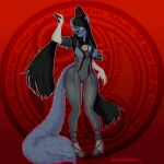 1:1 absurd_res alanhamster alternate_form anthro bayonetta bayonetta_(character) bayonetta_(series) big_butt black_hair butt clothed clothing curvy_figure dark_body eyewear felid female glasses gloves grey_eyes hair handwear hi_res long_tail looking_at_viewer magic_user mammal nipple_outline pantherine platinumgames solo tail tail_mouth thick_thighs unusual_anatomy unusual_tail whide_hips witch witchcraft