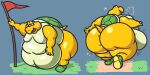 anthro belly_overhang big_butt blush bodily_fluids breath butt hi_res huge_butt huge_thighs koopa koopa_the_quick koopa_troopa male mario_bros moobs morbidly_obese nintendo obese obese_male out_of_breath overweight overweight_male running scalie solo sweat tehsquishyray thick_thighs