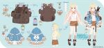  778-go ahoge aqua_eyes aqua_nails backpack bag bare_shoulders blonde_hair blue_jacket blush bottle bow bowtie character_name copyright_name famillie_(millie_parfait) flat_chest from_behind hair_between_eyes hair_ornament hairband hairclip jacket lace_hairband lantern long_hair lucie_(millie_parfait) midriff millie_parfait millie_parfait_(4th_costume) multiple_views navel nijisanji nijisanji_en official_art reference_sheet second-party_source shorts socks tachi-e translucent_hair virtual_youtuber water_bottle white_hairband 
