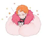  1boy ao_(ao0_0nemu) bad_id bad_twitter_id closed_eyes closed_mouth commentary_request facing_viewer feather_boa fur_trim glasses juuouin_kakeru king_of_prism male_focus orange_hair pretty_rhythm pretty_series short_hair simple_background sleeping smile solo tiger upper_body white_background zzz 