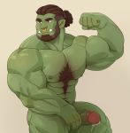  2020 5_fingers abs beard biceps big_muscles big_penis body_hair brown_eyes brown_hair chest_hair ear_piercing erection eyebrows facial_hair facial_piercing fingers flexing genitals glans green_body green_nipples green_penis green_skin hair happy_trail hi_res huge_muscles humanoid humanoid_hands humanoid_pointy_ears imato male muscular muscular_humanoid muscular_male nipples nose_piercing nose_ring not_furry nude orc orc_humanoid pecs penis piercing pink_glans pubes simple_background sitting solo thick_eyebrows thick_penis tusks vein veiny_muscles veiny_penis 
