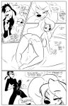 anthro black_body black_fur black_penis blush bodily_fluids breasts canid canine clothed clothing comic disney duo female fred_perry fur genital_fluids genitals goof_troop hair hi_res long_hair male male/female mammal max_goof nude partially_clothed penis pussy roxanne_(goof_troop) vaginal_fluids