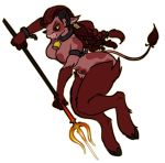  alpha_channel anthro bell bovid bovine cattle chain claws demon female fur hair hijackerdraws_(artist) holding_object holding_weapon horn mammal melee_weapon red_body red_fur red_hair smile solo weapon yellow_eyes 
