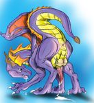  anus balls claws cum dragon green_eyes horn male masturbation narse oral penis purple_dragon raised_tail solo spyro spyro_the_dragon tapering_penis video_games wings 