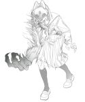  1girl black_socks claws fox_hinako fox_mask mask mismatched_arms namixiaolei pleated_skirt school_uniform serafuku shimizu_hinako silent_hill_(series) silent_hill_f simple_background sketch skirt socks white_background 