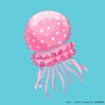  animal_focus aqua_background commentary_request copyright_name copyright_notice highres jellyfish no_humans official_art simple_background umituki_yoru yoru_no_kurage_wa_oyogenai 