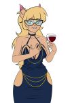  anthro beverage breasts callie_briggs clothing container cup domestic_cat dress drinking_glass eyewear felid feline felis female glass glass_container glass_cup glasses hanna-barbera hi_res hollow_hip_backless_chain_dress looking_at_viewer mammal pia-sama simple_background solo swat_kats white_background wine_glass 