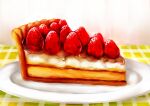  food food_focus fruit fruit_tart no_humans original pie pie_slice plate strawberry strawberry_tart sugita table tart_(food) 