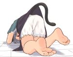  1girl all_fours animal_ears ass barefoot bloomers feet from_behind full_body greenpiecerice grey_hair grey_skirt looking_at_viewer mouse_ears mouse_girl mouse_tail nazrin on_floor red_eyes shirt short_hair simple_background skirt soles solo tail toes touhou white_background white_bloomers white_shirt 