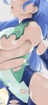  1girl absurdres blue_bodysuit blue_hair bodysuit boku_no_hero_academia breasts fengling_(furin-jp) green_bodysuit hadou_nejire highres large_breasts long_hair multicolored_bodysuit multicolored_clothes open_mouth solo torn_bodysuit torn_clothes 