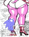  00blaq absurd_res amy_rose anthro big_butt blue_body bodily_fluids boots butt clothing dress duo eulipotyphlan faceless_character faceless_female female footwear gloves handwear hedgehog hi_res high_heeled_boots high_heels huge_butt macro male mammal panties pink_body sega shoes sonic_the_hedgehog sonic_the_hedgehog_(series) sweat tail thick_thighs underwear 