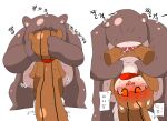  anthro bear blush bodily_fluids cunnilingus duo female genitals kissing korean_text male male/female mammal meringue_(pixiv) oral pussy rodent sciurid sex sweat text tree_squirrel vaginal 