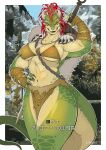  absurd_res anthro argonian bethesda_softworks big_breasts breasts claws clothed clothing feathers female fingers fur hi_res horn looking_at_viewer melee_weapon microsoft osada reptile scales scalie solo sword tail text the_elder_scrolls thick_thighs translation_request weapon 