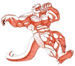 abs biceps boots clothing costume dinosaur flammars footwear hi_res human hydrated king_of_dinosaurs king_of_fighters male mammal mask muscular muscular_human muscular_male pecs red_body reptile scalie sitting snk solo theropod tyrannosaurid tyrannosaurus tyrannosaurus_rex wrestling yongdasom 