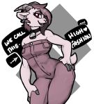  alpha_channel anthro bell bovid brown_hair caprine clothed clothing dialogue dialogue_box female fluffy fluffy_tail fur goat hair hijackerdraws_(artist) horn mammal open_mouth open_smile red_eyes smile solo tongue 