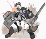  2024 anthro arknights bottomwear clothing fur grey_body grey_fur hair holding_melee_weapon holding_object holding_weapon hyena hypergryph jacket looking_at_viewer luarioujar male mammal melee_weapon pants riot_shield shirt sketch solo spot_(arknights) spotted_hyena studio_montagne t-shirt tail topwear weapon 