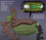  ?_face alien animal_genitalia anonymous antennae_(anatomy) anthro anthro_penetrated arthropod arthropod_abdomen arthropod_abdomen_cloaca arthropod_abdomen_genitalia blocked_egg bodily_fluids breasts brown_body cloaca cloacal cloacal_fisting cloacal_penetration clothing crossgender deep_fisting digitigrade edgar_the_bug eduarda_the_bug egg english_text female fisting genitals green_body green_cloaca green_skin half-closed_eyes hi_res huge_arthropod_abdomen human human_on_anthro human_penetrating human_penetrating_anthro insect internal interspecies inverted_nipples kneeling larger_anthro larger_female male mammal mandibles multi_breast multi_leg multi_limb narrowed_eyes necktie nipples open_mouth penetration pupils rolled_up_sleeves saliva sex shaking sharp_teeth shivering size_difference slit_pupils smaller_human smaller_male spikes spikes_(anatomy) stinger suit teeth text warning_sign yellow_eyes zevex 