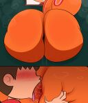 2koma anal animal_crossing anthro anus big_butt blush blush_lines bodily_fluids brown_hair bubble buckteeth butt butt_focus butt_grab cellulite clothing comic curled_tail duo female fur hair hand_on_butt hazel_(animal_crossing) hi_res huge_butt human interspecies licking male male/female mammal musk nintendo oral orange_body orange_fur orange_tail ota_(artist) photo pink_tongue rear_view red_clothing red_shirt red_topwear rimming rodent sciurid sex shirt short_hair snot snot_bubble sweat sweatdrop sweaty_butt tail teeth thick_tail through_wall tongue topwear tree_squirrel villager_(animal_crossing)