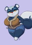  animal_crossing anthro big_breasts blush bottomwear breasts cleavage clothed clothing cutoffs denim denim_clothing dipstick_tail female hi_res joelasko looking_at_viewer mammal multicolored_tail nintendo rodent sciurid short_stack shorts simple_background solo tasha_(animal_crossing) video_games 