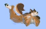  anthro barrel_(live_a_hero) canid canine canis feet fur hi_res hindpaw lifewonders live_a_hero looking_at_viewer lying male mammal multicolored_body multicolored_fur muscular muscular_anthro muscular_male nude on_front paws pecs pinumontbalou smile smiling_at_viewer solo tail wolf 