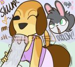  ahegao animal_crossing anthro bottomless breasts canid canine canis cleavage clothed clothed_sex clothing domestic_dog duo eye_roll female first_person_view handjob handjob_while_sucking heart_eyes heart_symbol klutzatdusk lagomorph leporid looking_at_viewer looking_pleasured maddie_(animal_crossing) male male/female mammal nintendo one_eye_closed oral oral_penetration penetration penile pov_blowjob rabbit rotto_(mrrottson) sex slurping tail tail_motion tailwag tongue tongue_out wink 