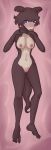  anthro beastars blush breasts brown_body brown_fur canid canine canis digital_media_(artwork) female fur genitals hi_res juno_(beastars) mammal nipples nude pussy simple_background solo tail toxic_pear wolf 