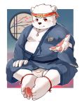  2020 anthro belly bulge clothing fur kemono male mammal moobs morian_xs nipples overweight overweight_anthro overweight_male polar_bear robe sitting solo underwear ursid ursine white_body white_fur young 