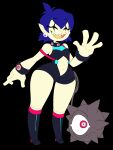 2018 4_fingers absurd_res ambiguous_gender animate_inanimate artist_name bare_shoulders big_eyes biped black_background black_boots black_bracelet black_clothing black_collar black_eyebrows black_footwear black_leotard blue_eyes blue_hair boots bracelet breasts clothed clothed_female clothed_humanoid clothing clown collar colored cutout dated diamond_cutout digital_drawing_(artwork) digital_media_(artwork) duo ear_piercing elf eyeball eyeball_ear_piercing eyebrow_through_hair eyebrows eyelashes eyes_always_closed eyes_closed female female_humanoid feral fingers flail footwear front_view full-length_portrait gesture giggles_(toxicsoul77) grey_spikes hair hi_res humanoid humanoid_pointy_ears jewelry knee_boots knee_highs legwear leotard light_body light_skin living_weapon looking_at_viewer medium_breasts melee_weapon monster navel navel_cutout off_shoulder open_mouth open_smile orange_mouth pear-shaped_figure piercing portrait pupils red_eyes red_suspenders shaded sharp_teeth signature simple_background smile standing suspenders teeth thick_thighs tongue toxicsoul77 translucent translucent_hair waving waving_at_viewer weapon wide_hipped_female wide_hipped_humanoid wide_hips yellow_eyes yellow_pupils yellow_tongue