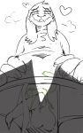  anthro asriel_dreemurr balls clothing duo gakuseigitsune genitals hi_res inside_clothing inside_underwear low-angle_view macro male male/male micro penis size_difference undertale undertale_(series) 