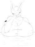  anthro arm_on_breasts arthropod big_breasts blush breasts cleavage clothed clothing female grandet hi_res huge_breasts hybrid insect kaiju lepidopteran luz_(grandet) monochrome monster moth shirt sketch smile smiling_at_viewer smirk smirking_at_viewer solo tank_top topwear 