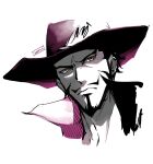  1boy artist_name beard black_hair closed_mouth commentary_request dracule_mihawk english_commentary facial_hair hat hat_feather hereynd highres male_focus mixed-language_commentary mustache one_piece short_hair sideburns solo thai_commentary twitter_username yellow_eyes 